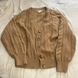 women’s size large light brown chunky cardigan sweater